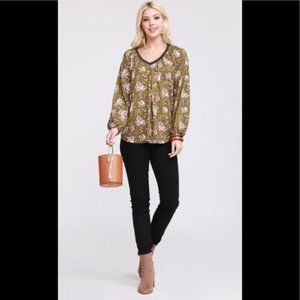 Doublju Floral Long Sleeve Top - Small - NWT